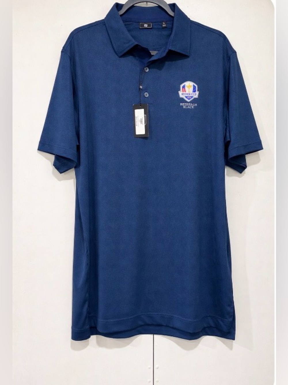 NWT $94 Footjoy Polo Shirt Ryder Cup 2025 Bethpage Mens X-Large Navy Blue Golf